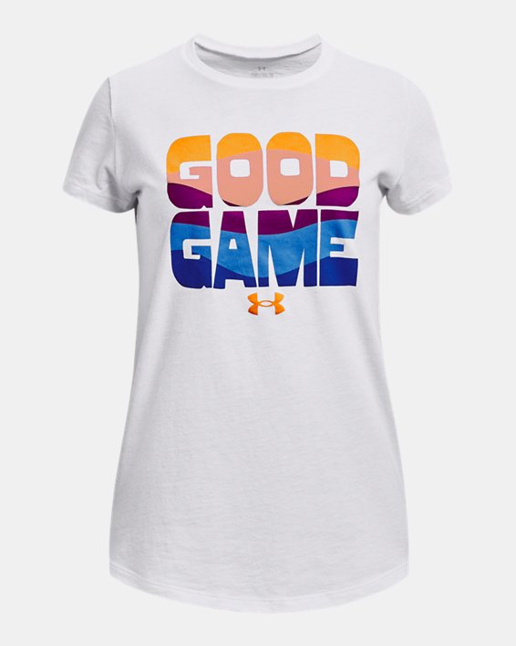 Girls' UA Good Game Wave Short Sleeve in White image number 0
